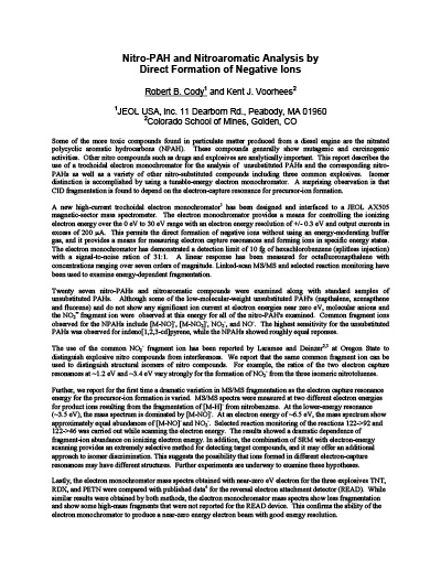 Nitro-PAH and Nitroaromatic Analysis by Direct Formation of Negative Ions